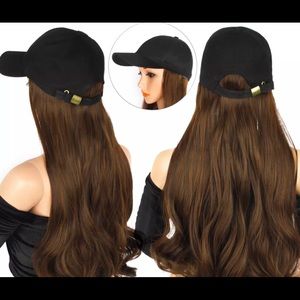 Baseball cap with attach hair extension